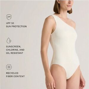 NWT Quince One-Shoulder Swimsuit in Ivory White Sz XS - Sold Out - Pallet Dust
